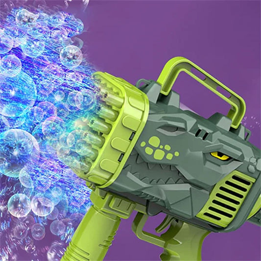 Dinosaur Bubble Gun – 32-Hole Automatic Bazooka Bubble Blower for Kids MZ Trend Hub