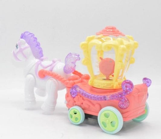Musical Horse Carriage Toy with Lights – Cartoon Princess Style Moving Toy for Kids MZ Trend Hub
