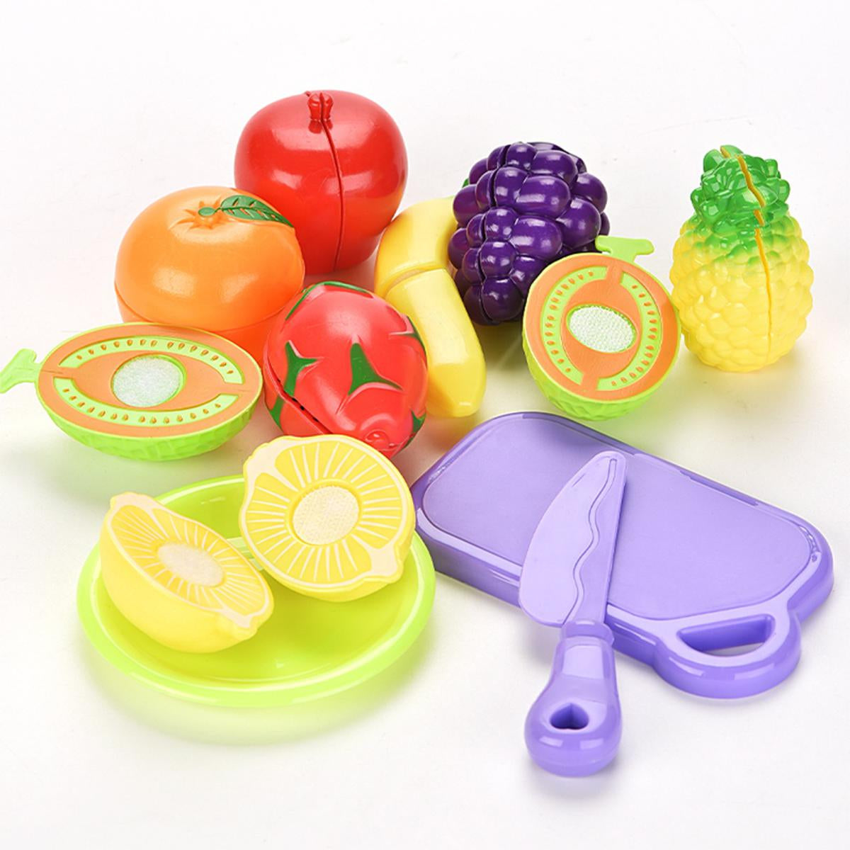 Plastic Simulation Kitchen Play Set Fruit Cutting Toy for Kids