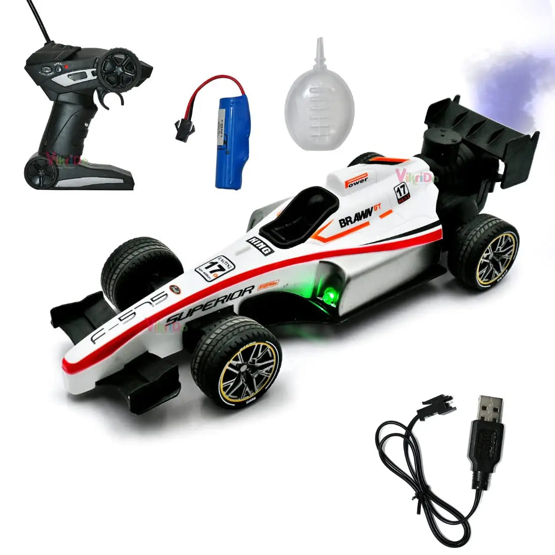 F1 Formula High Speed RC Car with Remote Control – Smoke Spray & Lights (Rechargeable) MZ Trend Hub
