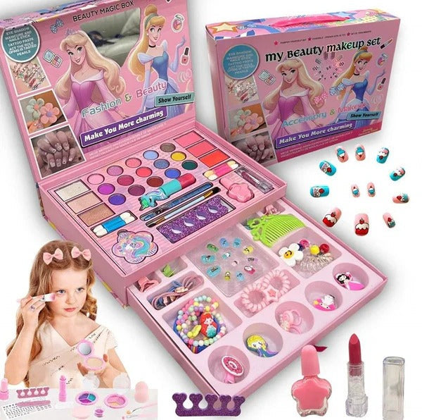 2-in-1 Beauty Makeup Kit – Portable Cosmetic & Pretend Play Set for Girls MZ Trend Hub