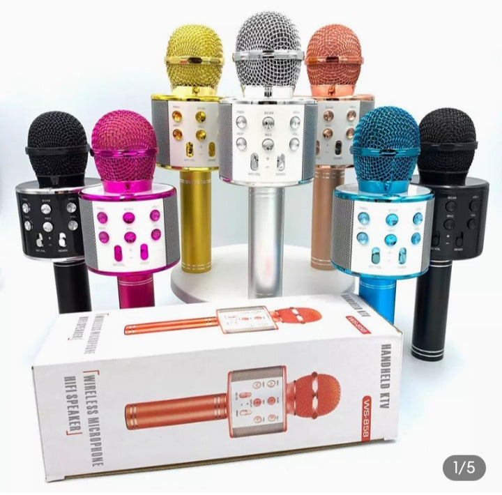 WS-858 Wireless Bluetooth Karaoke Microphone Upgraded – 3-in-1 Mic - Speaker & Recorder MZ Trend Hub