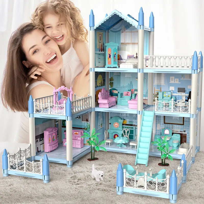 Pink or blue color Doll House toys pretend play house large doll house MZ Trend Hub