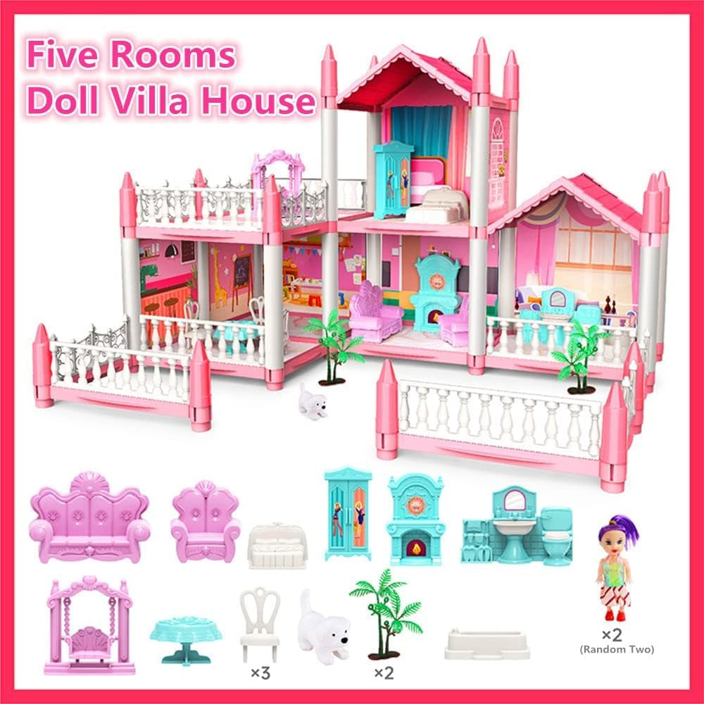 Pink or blue color Doll House toys pretend play house large doll house MZ Trend Hub