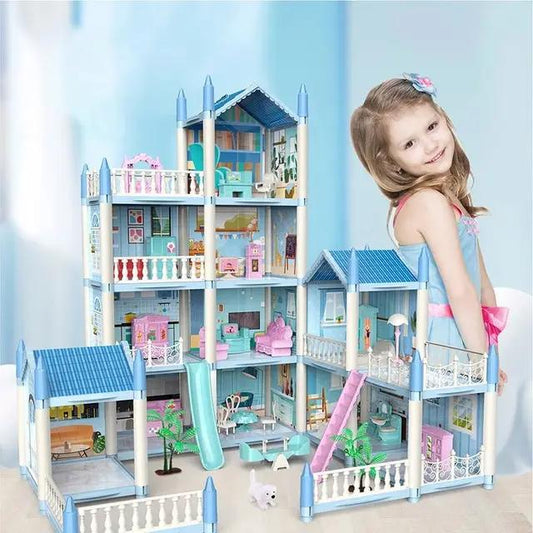 Pink or blue color Doll House toys pretend play house large doll house MZ Trend Hub