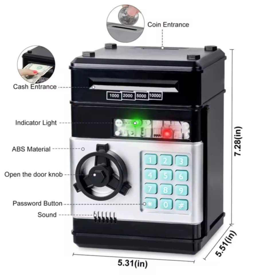 Electronic Money Saving Safe Box with Password Lock & Auto Cash Deposit for Kids MZ Trend Hub