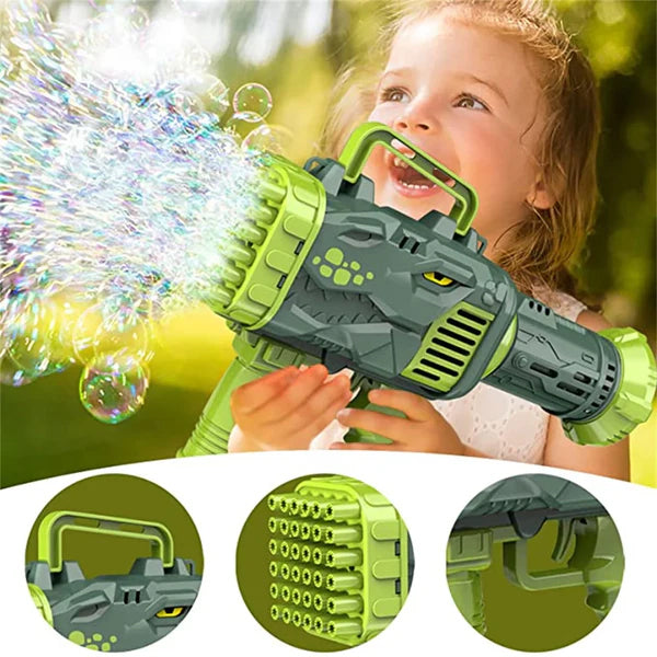 Dinosaur Bubble Gun – 32-Hole Automatic Bazooka Bubble Blower for Kids MZ Trend Hub