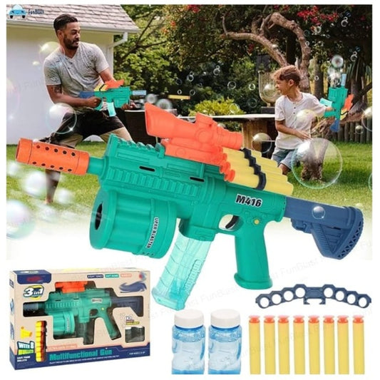 3-in-1 M416 Multifunction  Gun – Foam Dart, Bubble & Water Blaster (Battery Operated) MZ Trend Hub
