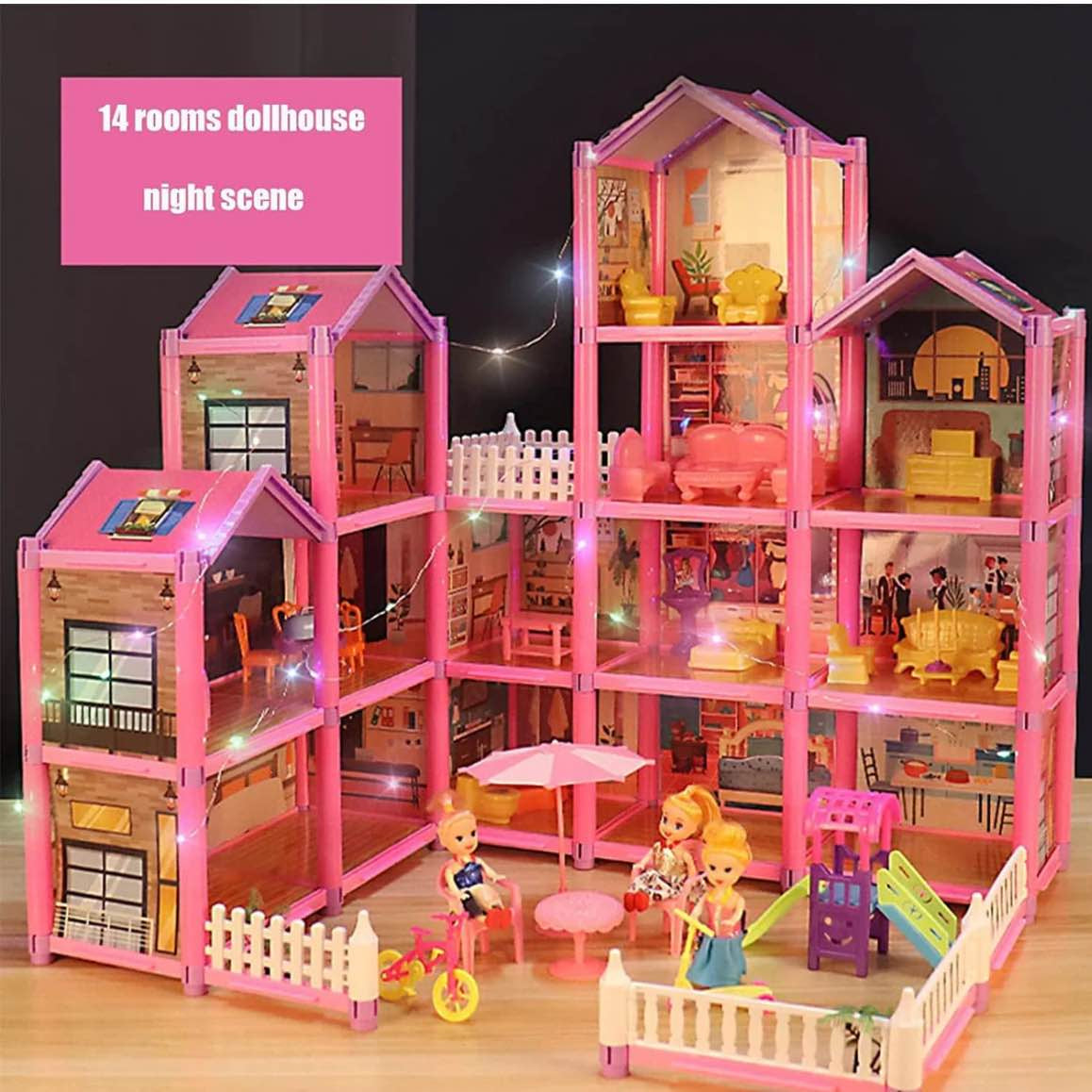 Pink or blue color Doll House toys pretend play house large doll house MZ Trend Hub