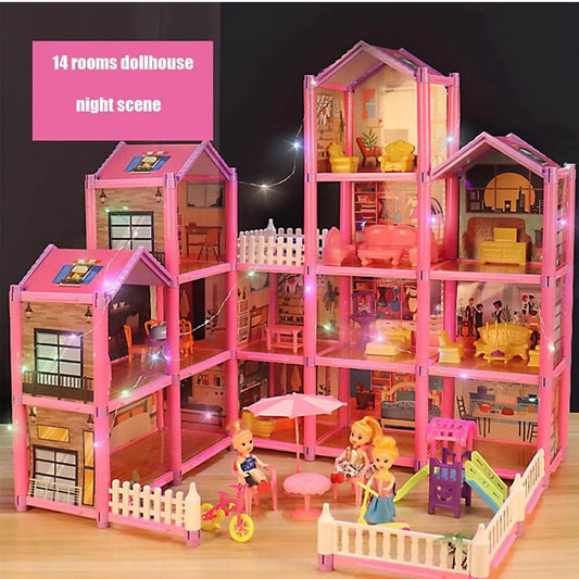 Pink or blue color Doll House toys pretend play house large doll house MZ Trend Hub