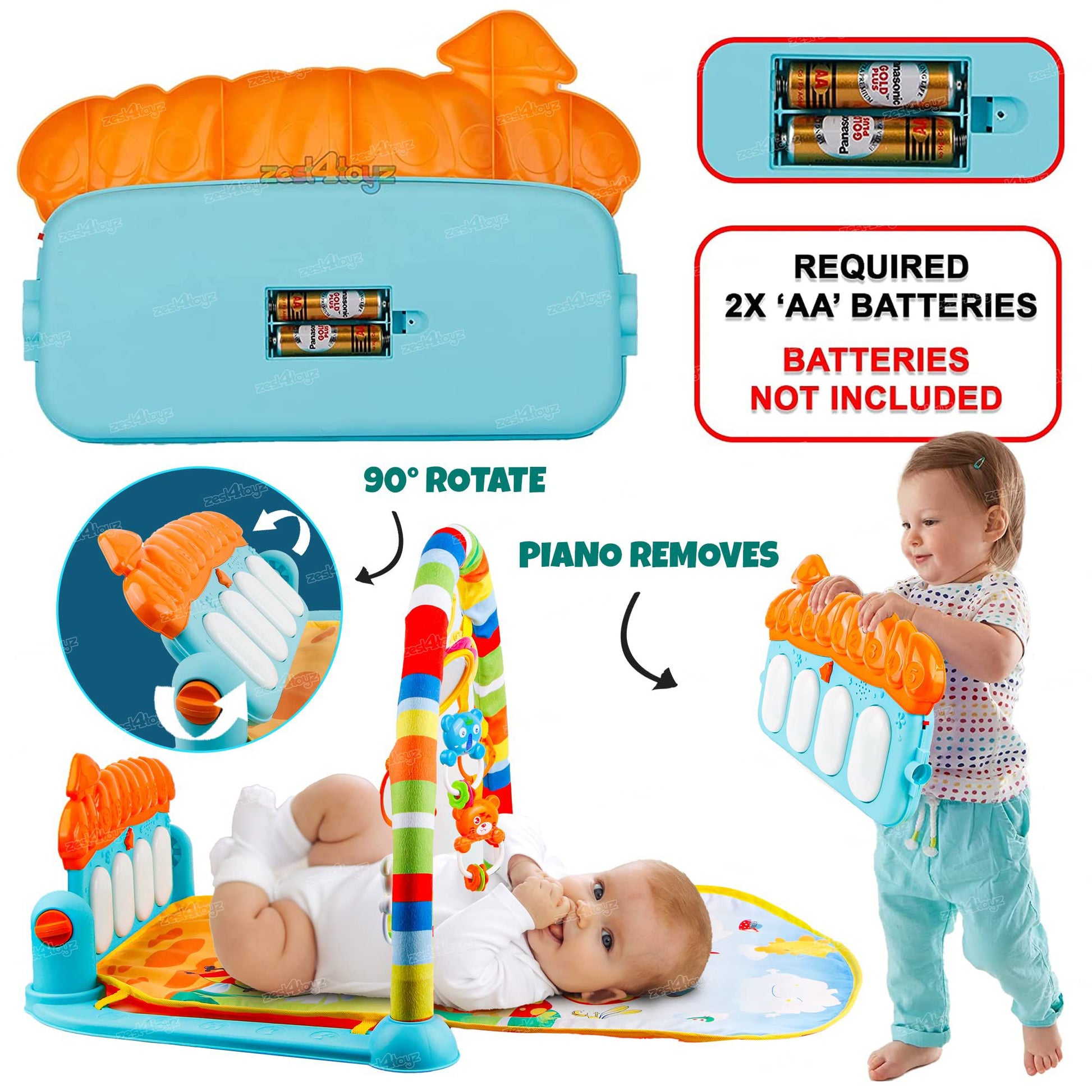 Baby Play Gym Piano Fitness Rack 3 in 1 Music Infant Activity Play Mat MZ Trend Hub