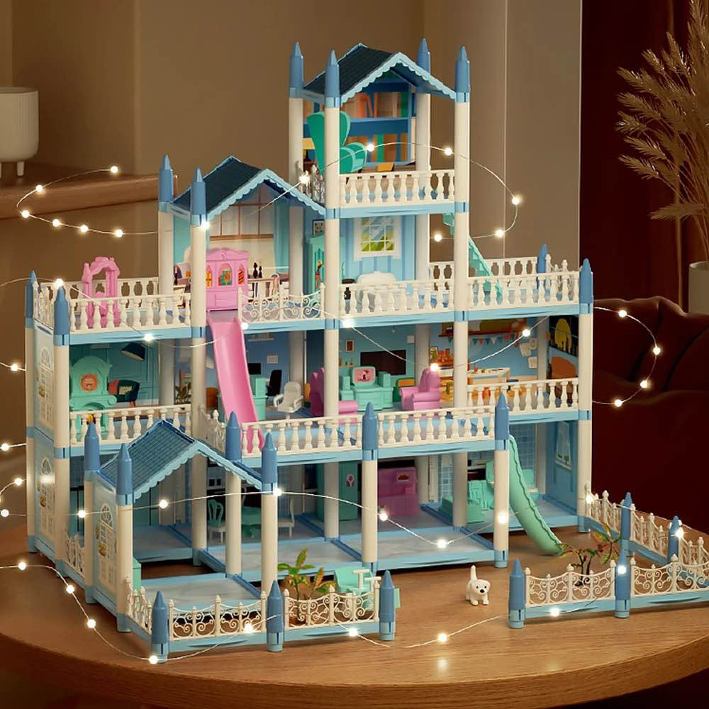Pink or blue color Doll House toys pretend play house large doll house MZ Trend Hub