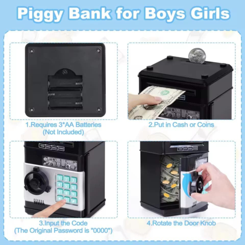 Electronic Money Saving Safe Box with Password Lock & Auto Cash Deposit for Kids MZ Trend Hub