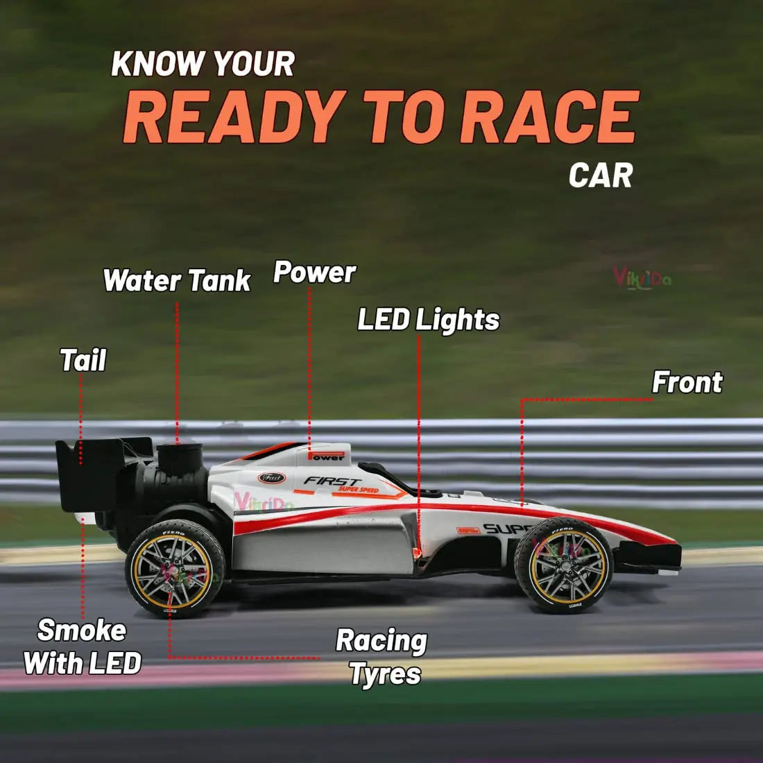 F1 Formula High Speed RC Car with Remote Control – Smoke Spray & Lights (Rechargeable) MZ Trend Hub