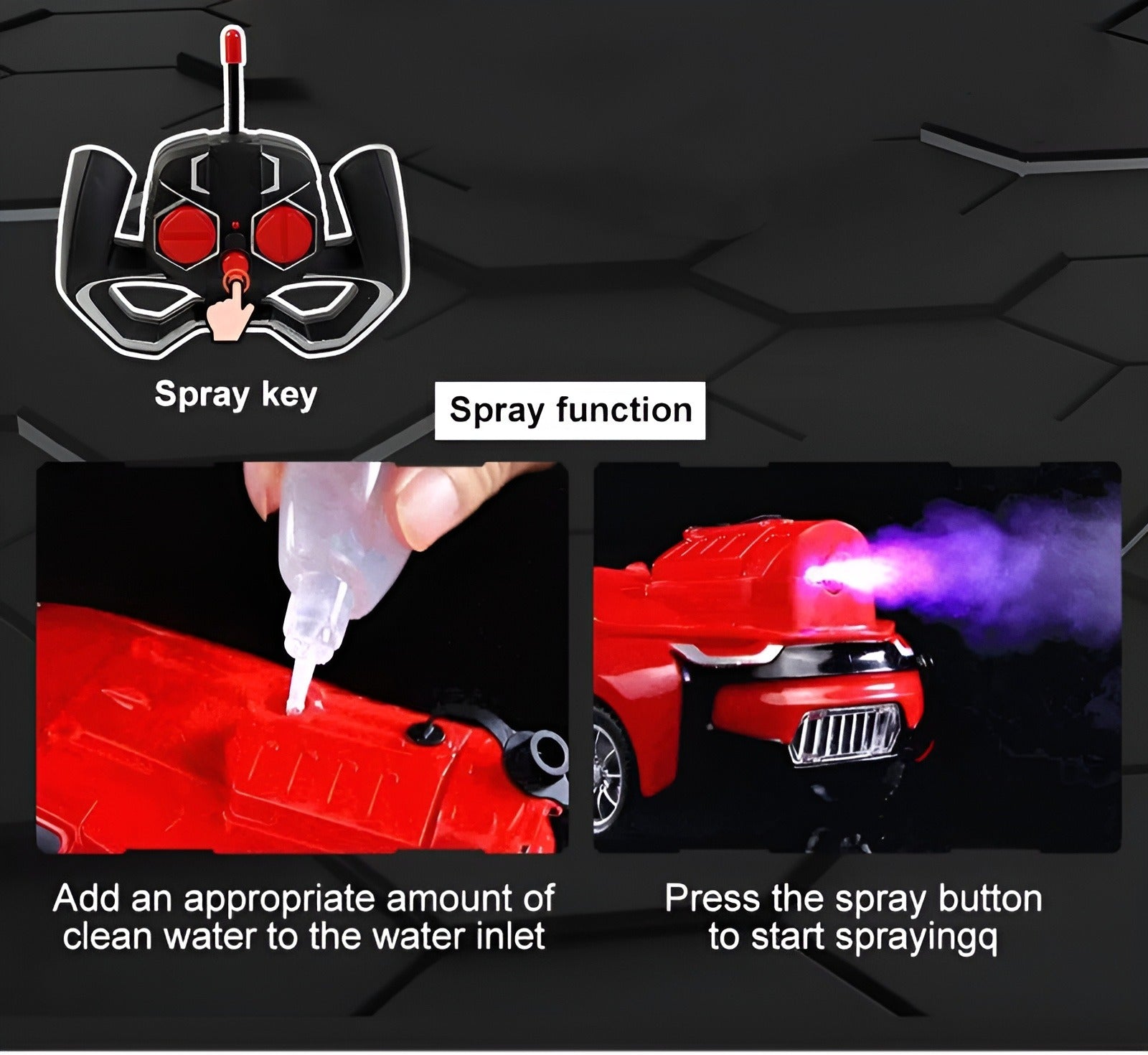 RC Spray Drift Car with Smoke Effect & LED Lights MZ Trend Hub