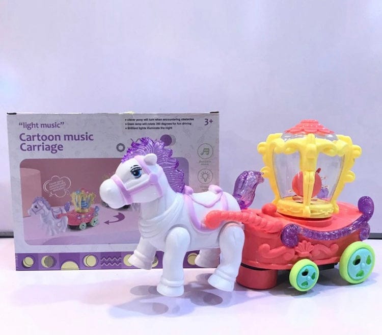 Musical Horse Carriage Toy with Lights – Cartoon Princess Style Moving Toy for Kids MZ Trend Hub