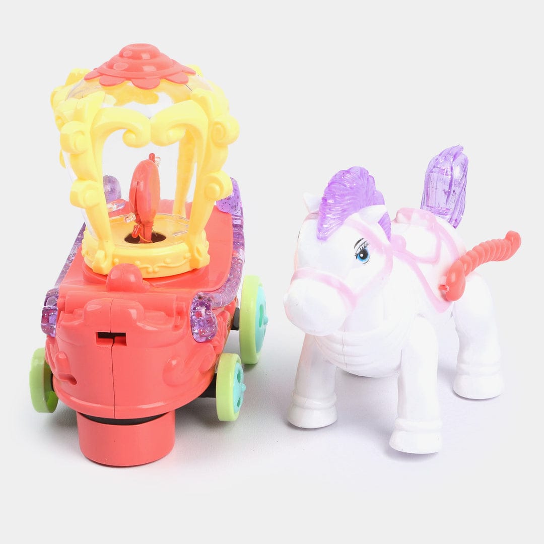 Musical Horse Carriage Toy with Lights – Cartoon Princess Style Moving Toy for Kids MZ Trend Hub