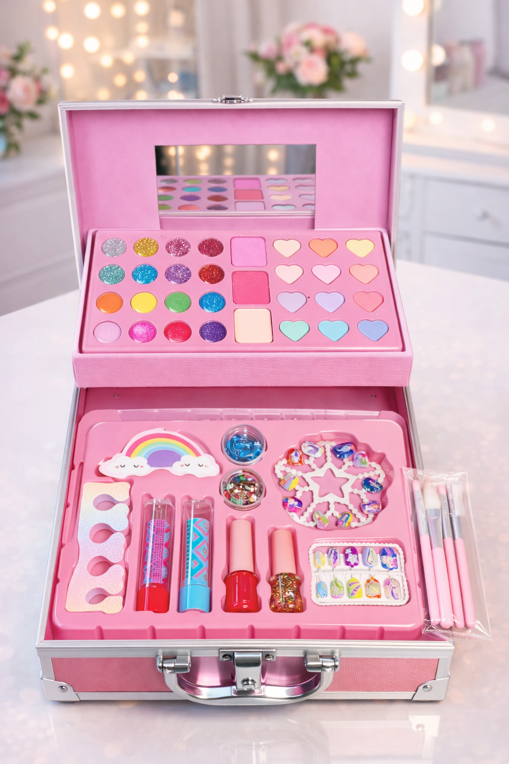 Kids Makeup Kit for Girls | Pretend Play Beauty Box (46 Pcs)